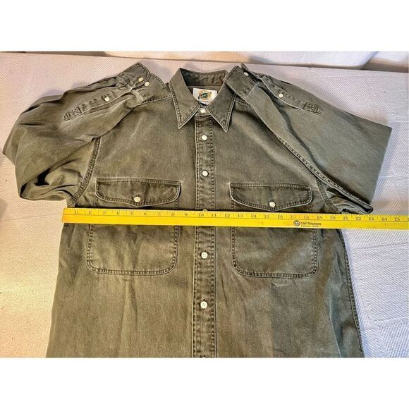 Vtg Field Gear Olive Green Canvas Button Front Long Sleeve Field Shirt Men’s S - Picture 5 of 7